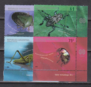 Аргентина 2002, Насекомые, 4 марки ( поля любые)